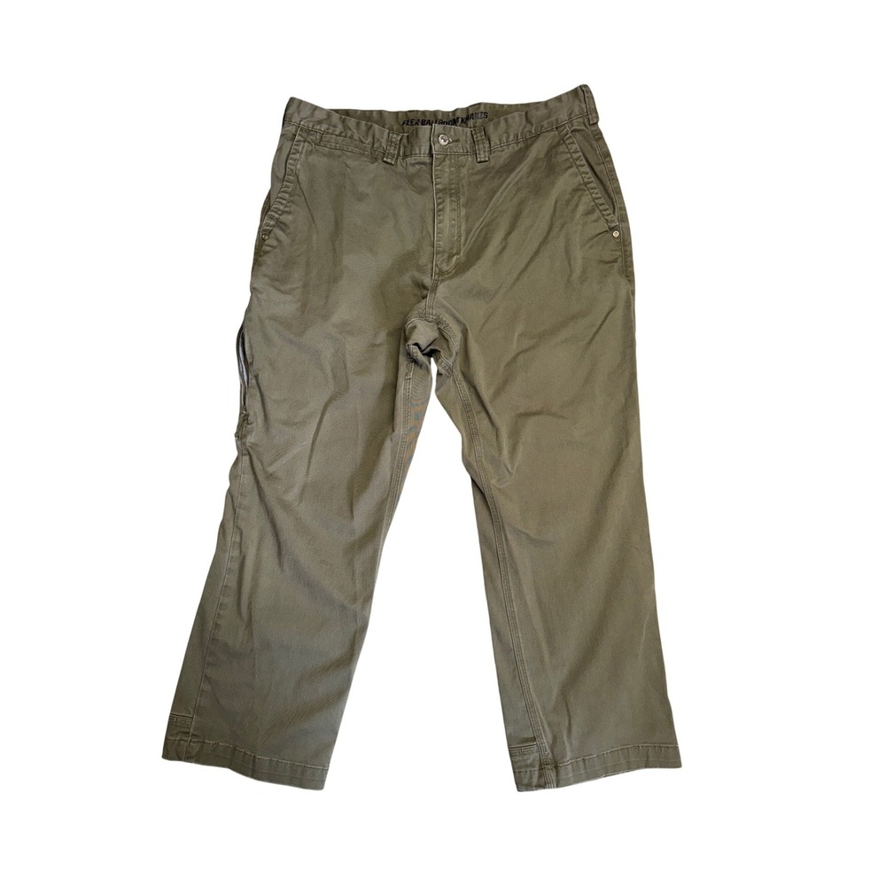 Duluth Trading Co Flex Ballroom Khakis Mens 36x28 Olive Green Work Pants
